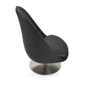 Soho Concept Avanos Round Lounge Swivel Chair - Soft Leatherette, Stylish Stainless Steel Base, 2-year Warranty Black  Soho-concept-dining-chair-12775