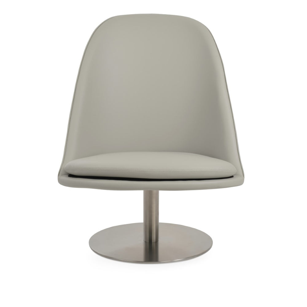 Soho Concept Avanos Round Lounge Swivel Chair - Soft Leatherette, Stylish Stainless Steel Base, 2-year Warranty Light Grey  Soho-concept-dining-chair-12773