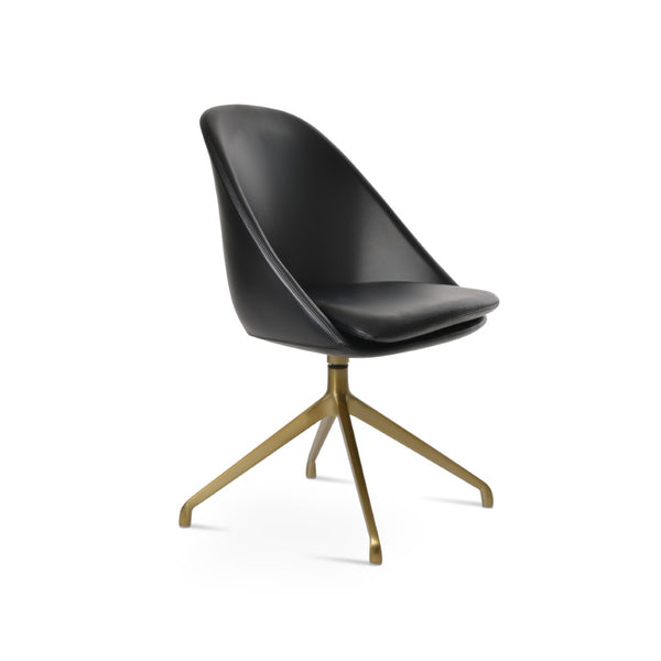 Soho Concept Avanos Spider Swivel Chair - Modern Leatherette Dining Chair With 2-year Guarantee & Stylish Finish Brass,Black  Soho-concept-dining-chair-00983