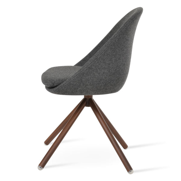 Soho Concept Avanos Stick Swivel Chair - Stylish Camira Blazer Wool, Durable Design, 10-year Guarantee, Brass Finish Walnut,Dark Grey Steel Tube Soho-concept-dining-chair-01041