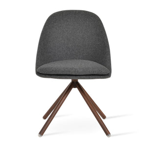 Soho Concept Avanos Stick Swivel Chair - Stylish Camira Blazer Wool, Durable Design, 10-year Guarantee, Brass Finish Walnut,Dark Grey Steel Tube Soho-concept-dining-chair-01041