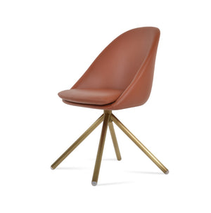 Soho Concept Avanos Stick Swivel Chair - Stylish Leatherette Dining Seat With Steel Base, 2-year Guarantee, 300 Lbs Brass Steel Tube Soho-concept-dining-chair-01034