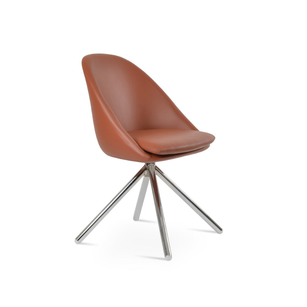 Soho Concept Avanos Stick Swivel Chair - Stylish Leatherette Dining Seat With Steel Base, 2-year Guarantee, 300 Lbs Chrome Steel Tube Soho-concept-dining-chair-01024