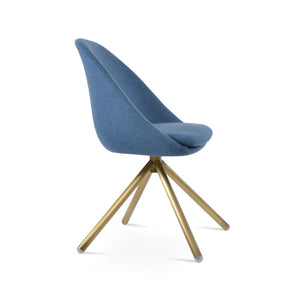 Soho Concept Avanos Stick Swivel Chair - Stylish Camira Blazer Wool, Durable Design, 10-year Guarantee, Brass Finish Brass,Blue Steel Tube Soho-concept-dining-chair-01030