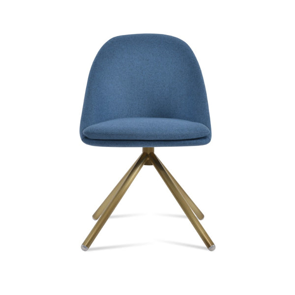Soho Concept Avanos Stick Swivel Chair - Stylish Camira Blazer Wool, Durable Design, 10-year Guarantee, Brass Finish Brass,Blue Steel Tube Soho-concept-dining-chair-01030