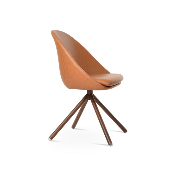 Soho Concept Avanos Stick Swivel Chair - Stylish Leatherette Dining Seat With Steel Base, 2-year Guarantee, 300 Lbs Walnut Steel Tube Soho-concept-dining-chair-01031