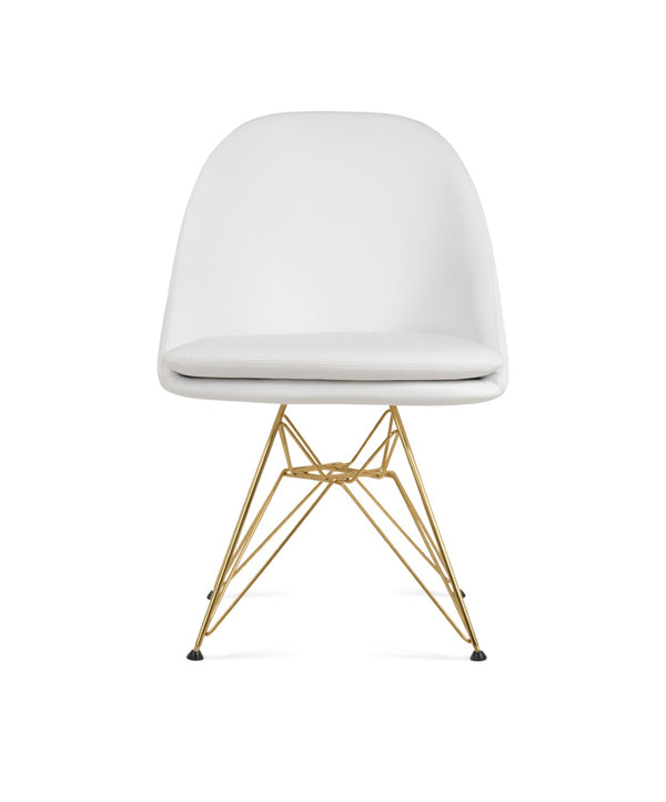 Soho Concept Avanos 4 Star Chair - Stylish Leatherette Dining Chair With Gold Finish, 2-year Guarantee, Durable Design Gold,White  Soho-concept-dining-chair-01068