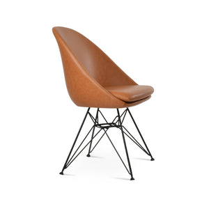 Soho Concept Avanos Ana Chair - Stylish Leatherette Dining Chair With Chrome Footrest And 2-year Guarantee, Black Black  Soho-concept-dining-chair-01064