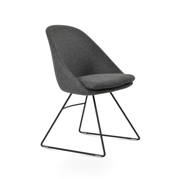 Soho Concept Avanos Wire Dining Chair In Camira Blazer Wool - Stylish Chrome Base, 10-year Guarantee & Durability Black,Dark Grey  Soho-concept-dining-chair-01081