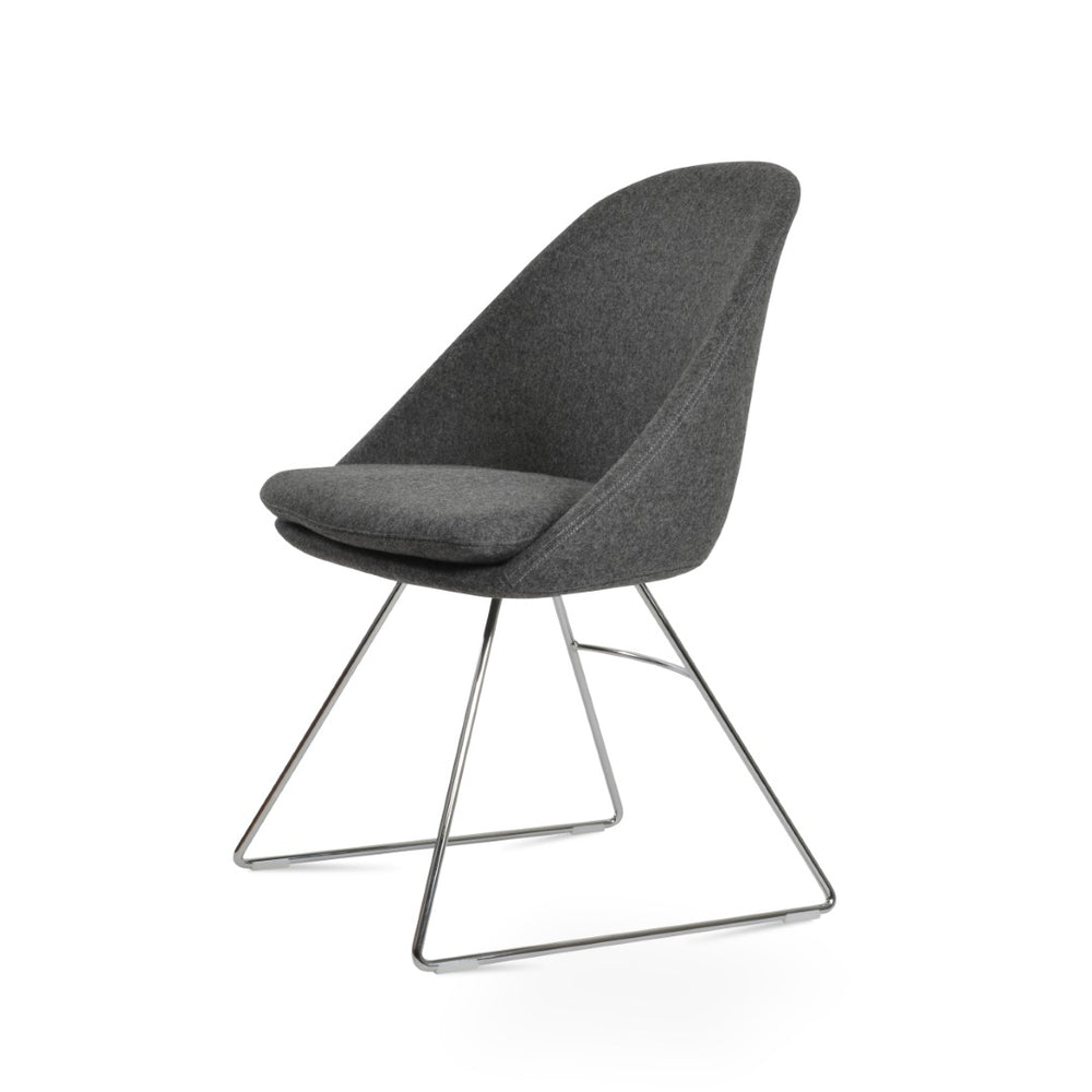Soho Concept Avanos Wire Dining Chair In Camira Blazer Wool - Stylish Chrome Base, 10-year Guarantee & Durability Chrome,Dark Grey  Soho-concept-dining-chair-01084