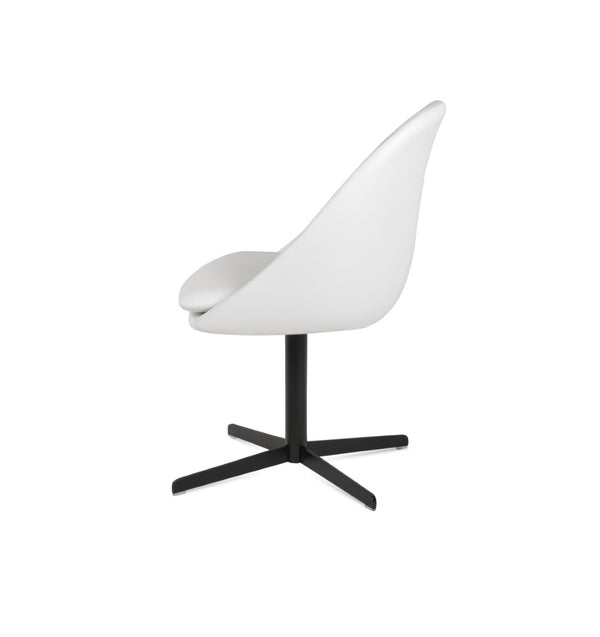Soho Concept Avanos 4 Star Lounge Swivel Dining Chair - Soft White Leatherette, 350 Lbs Capacity, 2-year Warranty Black,White  Soho-concept-dining-chair-00844
