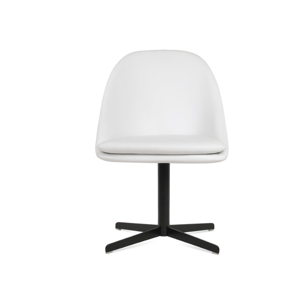Soho Concept Avanos 4 Star Lounge Swivel Dining Chair - Soft White Leatherette, 350 Lbs Capacity, 2-year Warranty Black,White  Soho-concept-dining-chair-00844