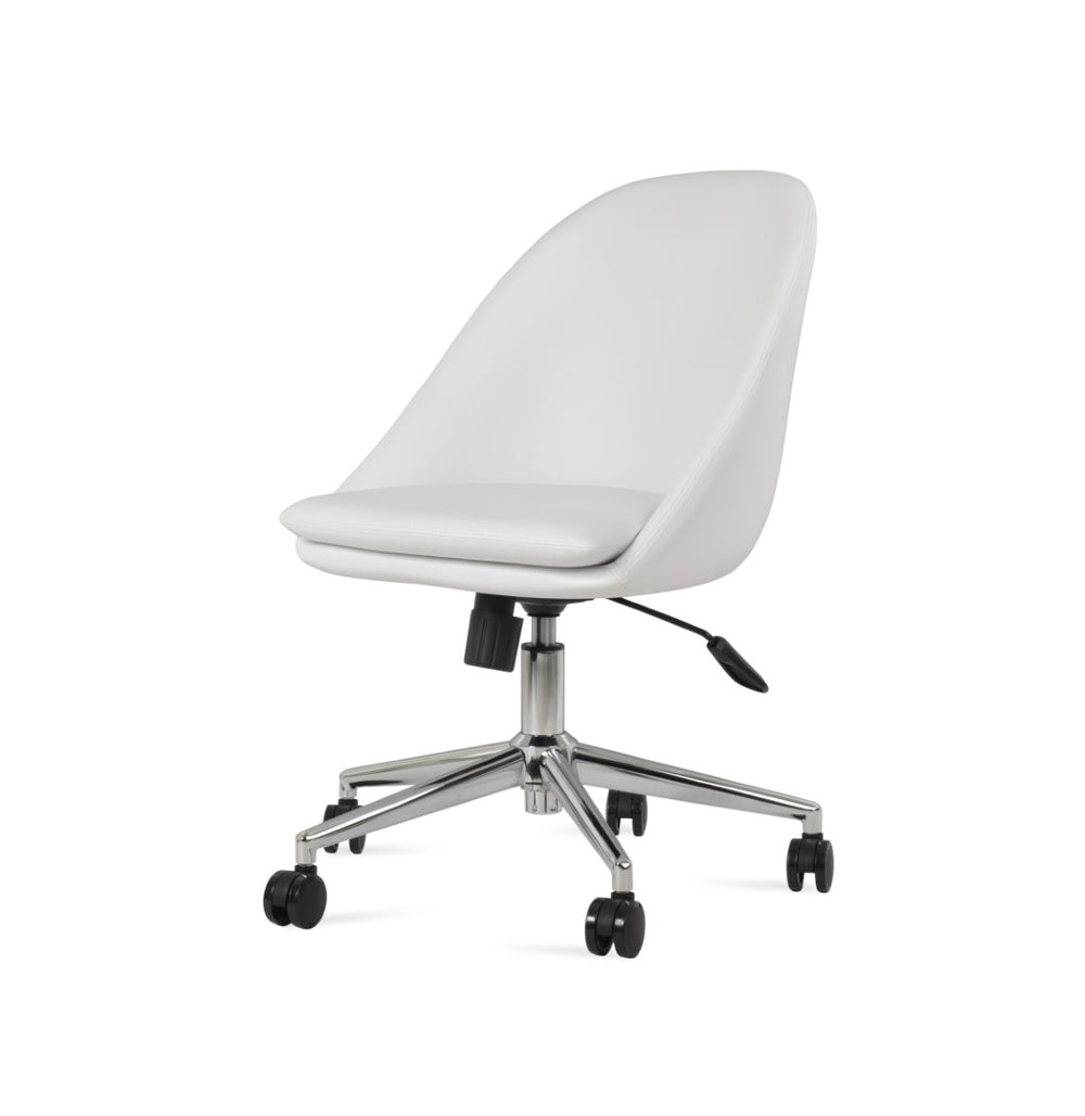 Soho Concept Avanos Office Chair - Durable Leatherette, 2-year Guarantee, Adjustable Height, Supports 350 Lbs Chrome,White  Soho-concept-dining-chair-11648