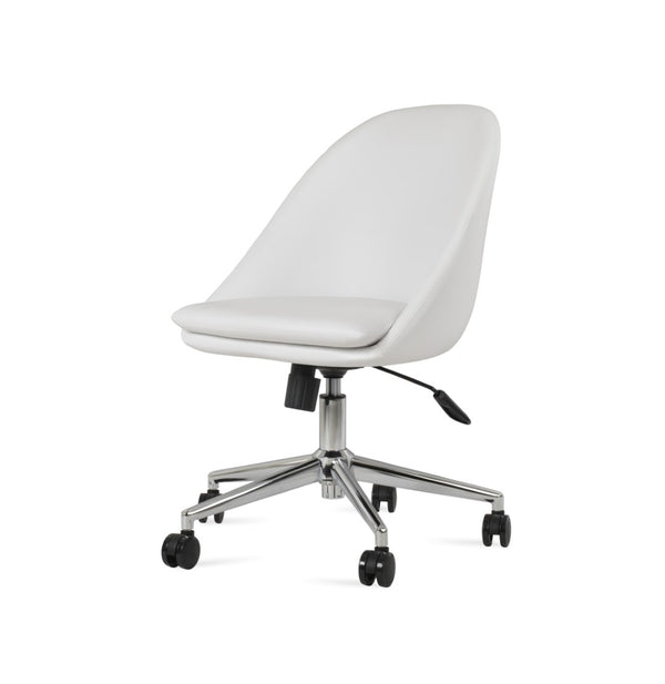 Soho Concept Avanos Office Chair - Durable Leatherette, 2-year Guarantee, Adjustable Height, Supports 350 Lbs Chrome,White  Soho-concept-dining-chair-11648