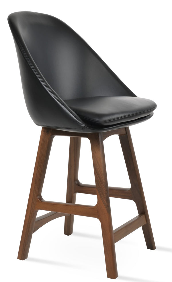 Soho Concept Avanos Solid Wood Barstools & Counterstools With Soft Leatherette Upholstery, 2-year Guarantee Walnut,Black  Soho-concept-dining-chair-06590