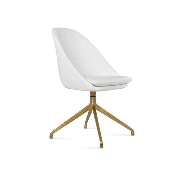 Soho Concept Avanos Spider Swivel Chair - Modern Leatherette Dining Chair With 2-year Guarantee & Stylish Finish Brass,White  Soho-concept-dining-chair-00980