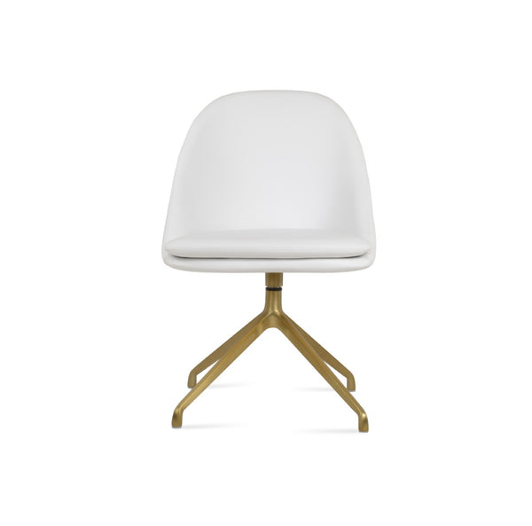 Soho Concept Avanos Spider Swivel Chair - Modern Leatherette Dining Chair With 2-year Guarantee & Stylish Finish Brass,White  Soho-concept-dining-chair-00979