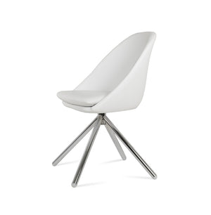 Soho Concept Avanos Stick Swivel Chair - Stylish Leatherette Dining Seat With Steel Base, 2-year Guarantee, 300 Lbs Chrome,White Steel Tube Soho-concept-dining-chair-01036