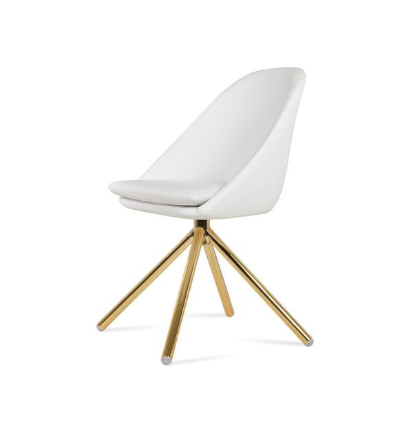 Soho Concept Avanos Stick Swivel Chair - Stylish Leatherette Dining Seat With Steel Base, 2-year Guarantee, 300 Lbs Gold,White Steel Tube Soho-concept-dining-chair-01039
