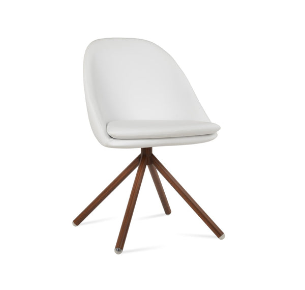Soho Concept Avanos Stick Swivel Chair - Stylish Leatherette Dining Seat With Steel Base, 2-year Guarantee, 300 Lbs Walnut,White Steel Tube Soho-concept-dining-chair-01043