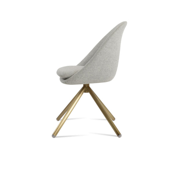Soho Concept Avanos Stick Swivel Chair - Stylish Camira Blazer Wool, Durable Design, 10-year Guarantee, Brass Finish Gold,Silver Steel Tube Soho-concept-dining-chair-01028