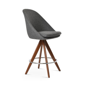 Soho Concept Avanos Pyramid Barstools & Counterstools - Durable Camira Blazer Wool, 10-year Guarantee, Chic Design Walnut,Dark Grey  Soho-concept-dining-chair-10461