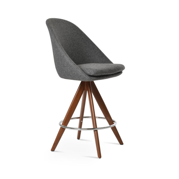 Soho Concept Avanos Pyramid Barstools & Counterstools - Durable Camira Blazer Wool, 10-year Guarantee, Chic Design Walnut,Dark Grey  Soho-concept-dining-chair-10461