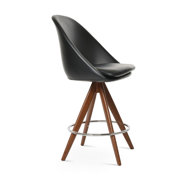 Soho Concept Avanos Pyramid Swivel Barstools & Counterstools - Elegant Leatherette With Solid Wood Base Options! Walnut,Black  Soho-concept-dining-chair-10462