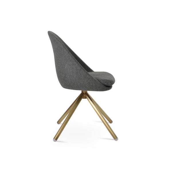 Soho Concept Avanos Stick Swivel Chair - Stylish Camira Blazer Wool, Durable Design, 10-year Guarantee, Brass Finish Brass,Dark Grey Steel Tube Soho-concept-dining-chair-01019
