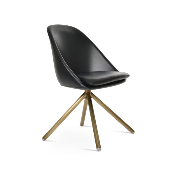 Soho Concept Avanos Stick Swivel Chair - Stylish Leatherette Dining Seat With Steel Base, 2-year Guarantee, 300 Lbs Brass,Black Steel Tube Soho-concept-dining-chair-01020