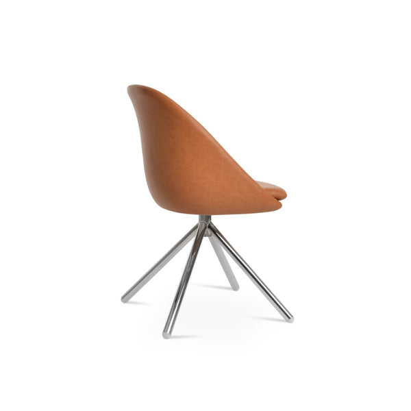 Soho Concept Avanos Stick Swivel Chair - Stylish Leatherette Dining Seat With Steel Base, 2-year Guarantee, 300 Lbs Chrome Steel Tube Soho-concept-dining-chair-01022