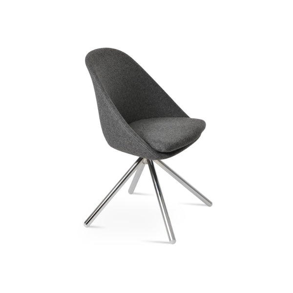 Soho Concept Avanos Stick Swivel Chair - Stylish Camira Blazer Wool, Durable Design, 10-year Guarantee, Brass Finish Chrome,Dark Grey Steel Tube Soho-concept-dining-chair-01023