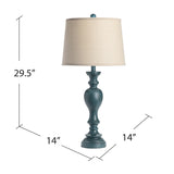 Distressed Turquoise Resin Table Lamp W/ Shade AVP763BUSNG Evolution by Crestview Collection