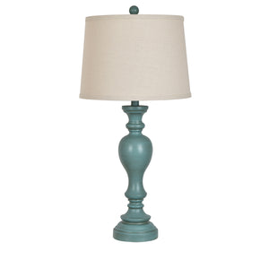 Distressed Turquoise Resin Table Lamp W/ Shade AVP763BUSNG Evolution by Crestview Collection