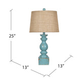 Kirksey Resin Distressed Turquoise Table Lamp AVP882BUSNG Evolution by Crestview Collection