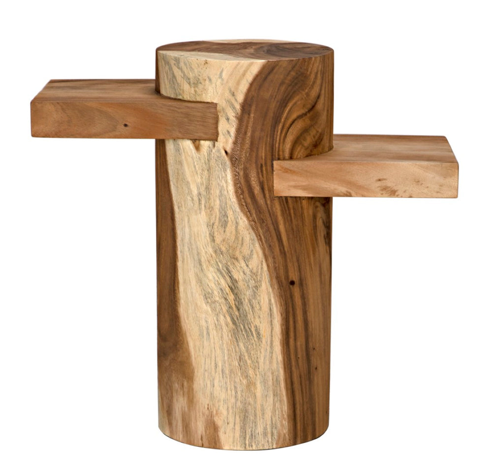 Noir Tabula Side Table - Handcrafted Munggur Wood Accent Table with Rustic Charm for Modern Spaces AW-26