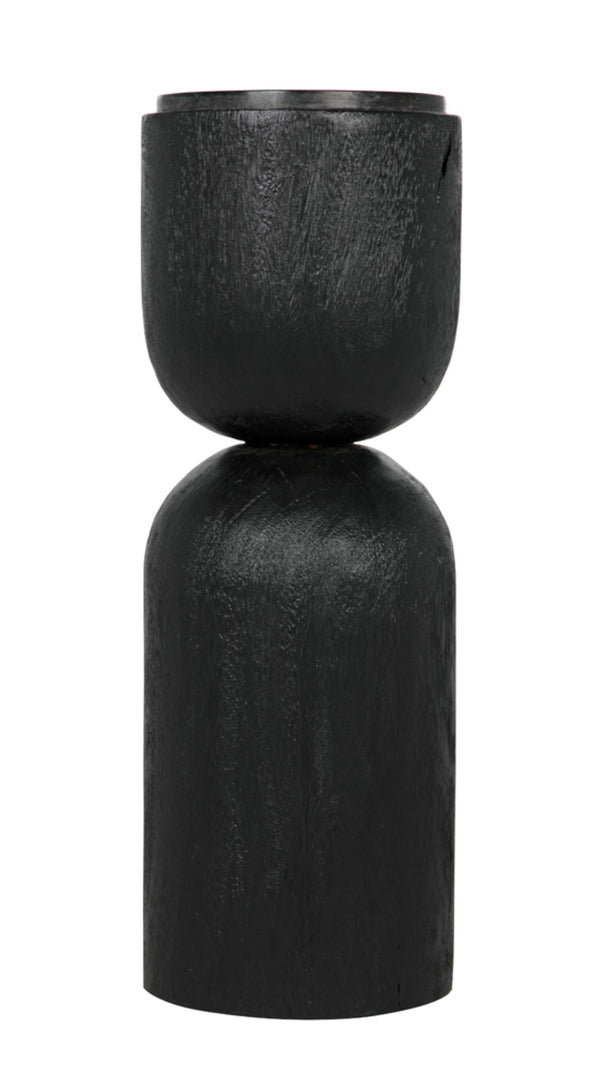 Noir Kudoro Side Table - Elegant Hourglass Design in Munggur Wood & Marble for Chic Small Spaces AW-27BB