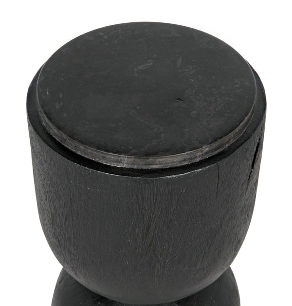 Noir Kudoro Side Table - Elegant Hourglass Design in Munggur Wood & Marble for Chic Small Spaces AW-27BB