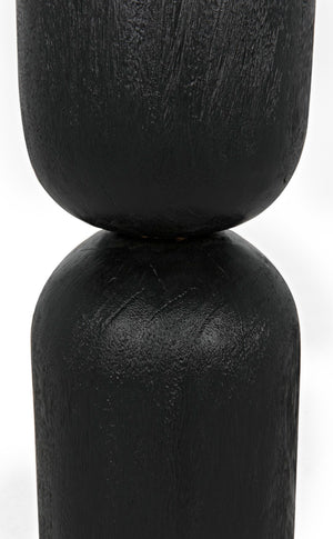 Noir Kudoro Side Table - Elegant Hourglass Design in Munggur Wood & Marble for Chic Small Spaces AW-27BB