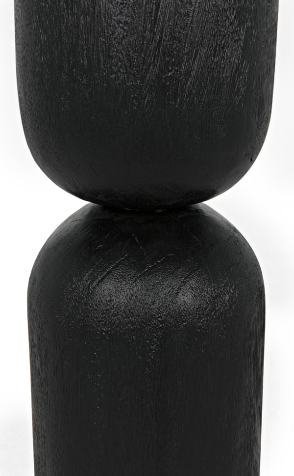 Noir Kudoro Side Table - Elegant Hourglass Design in Munggur Wood & Marble for Chic Small Spaces AW-27BB