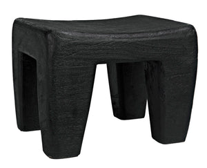 Noir Sumo Stool - Handcrafted Black Burnt Munggur Wood Accent Piece for Modern Minimalist Interiors AW-44BB
