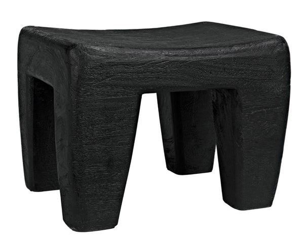 Noir Sumo Stool - Handcrafted Black Burnt Munggur Wood Accent Piece for Modern Minimalist Interiors AW-44BB