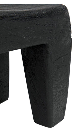 Noir Sumo Stool - Handcrafted Black Burnt Munggur Wood Accent Piece for Modern Minimalist Interiors AW-44BB