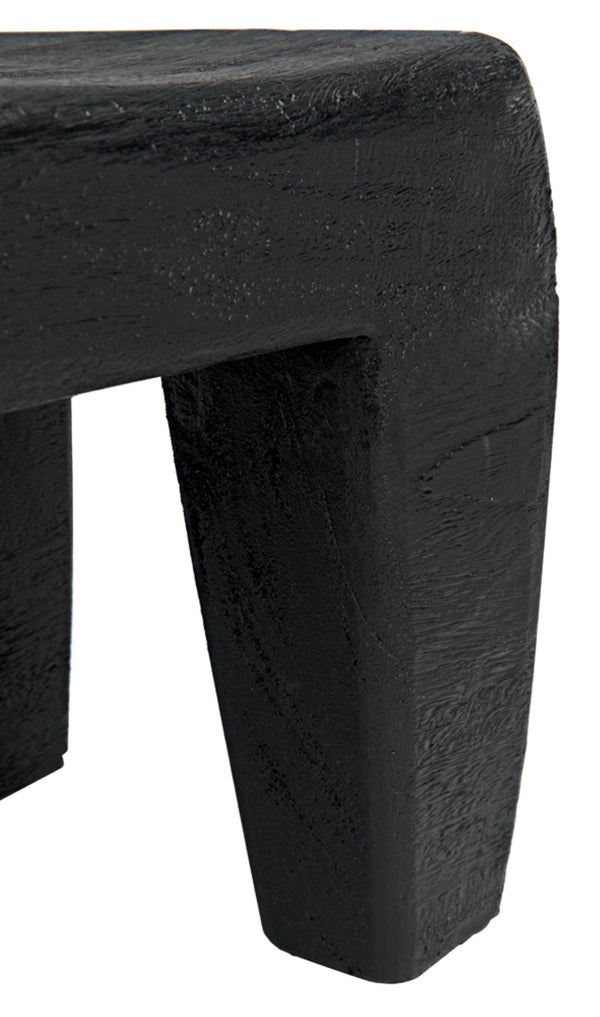 Noir Sumo Stool - Handcrafted Black Burnt Munggur Wood Accent Piece for Modern Minimalist Interiors AW-44BB