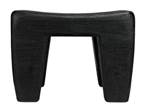 Noir Sumo Stool - Handcrafted Black Burnt Munggur Wood Accent Piece for Modern Minimalist Interiors AW-44BB