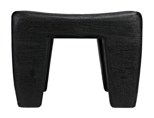 Noir Sumo Stool - Handcrafted Black Burnt Munggur Wood Accent Piece for Modern Minimalist Interiors AW-44BB