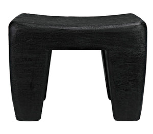 Noir Sumo Stool - Handcrafted Black Burnt Munggur Wood Accent Piece for Modern Minimalist Interiors AW-44BB