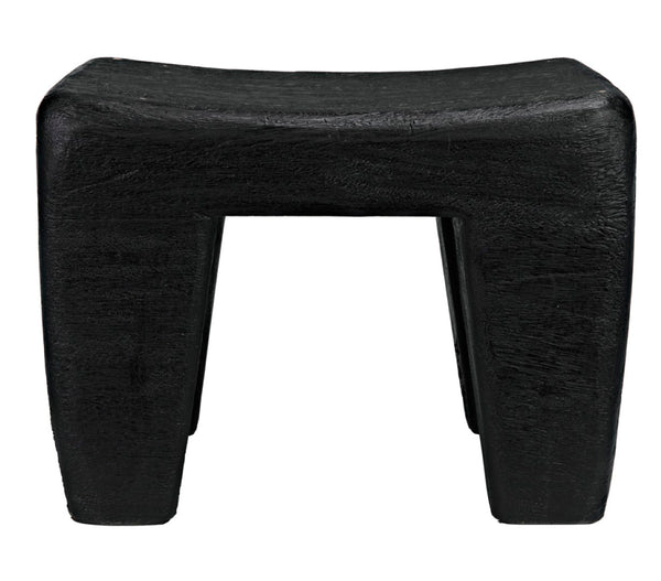 Noir Sumo Stool - Handcrafted Black Burnt Munggur Wood Accent Piece for Modern Minimalist Interiors AW-44BB