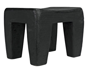 Noir Sumo Stool - Handcrafted Black Burnt Munggur Wood Accent Piece for Modern Minimalist Interiors AW-44BB