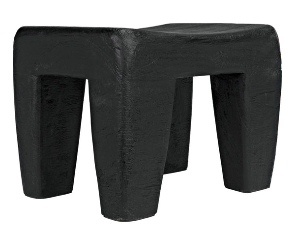 Noir Sumo Stool - Handcrafted Black Burnt Munggur Wood Accent Piece for Modern Minimalist Interiors AW-44BB